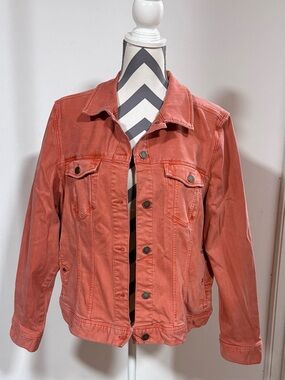 Liverpool Los Angeles Women's Coral Denim Jacket Trucker Style Size XXL